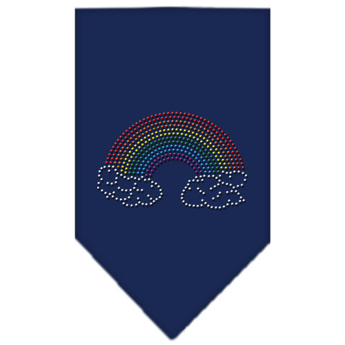 Rainbow Rhinestone Bandana Navy Blue Small